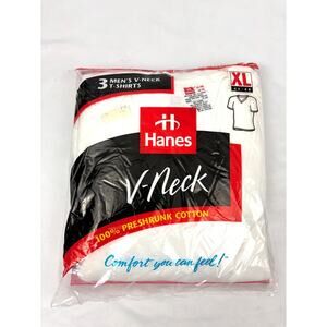 Vintage Hanes V Neck T-Shirts 3 Pack- XL 46-48 Men's Undershirts White NEW